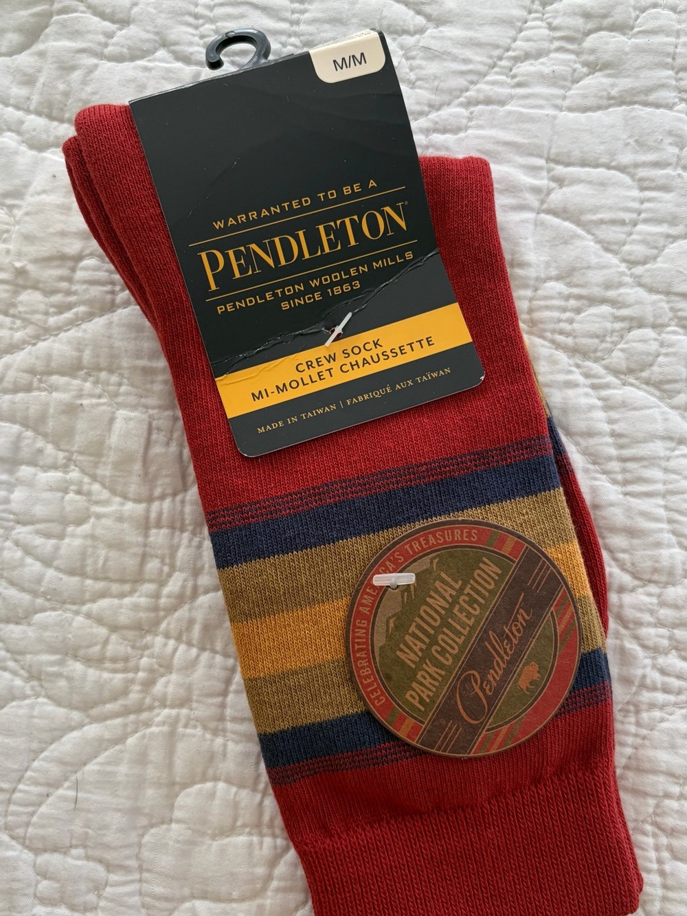 Pendleton Red Crew Socks with Striped Accent - Picture 4 of 5